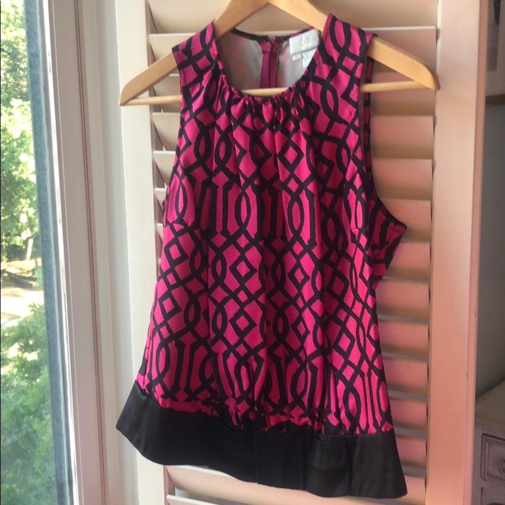 Hot pink and black cocktail party silk top